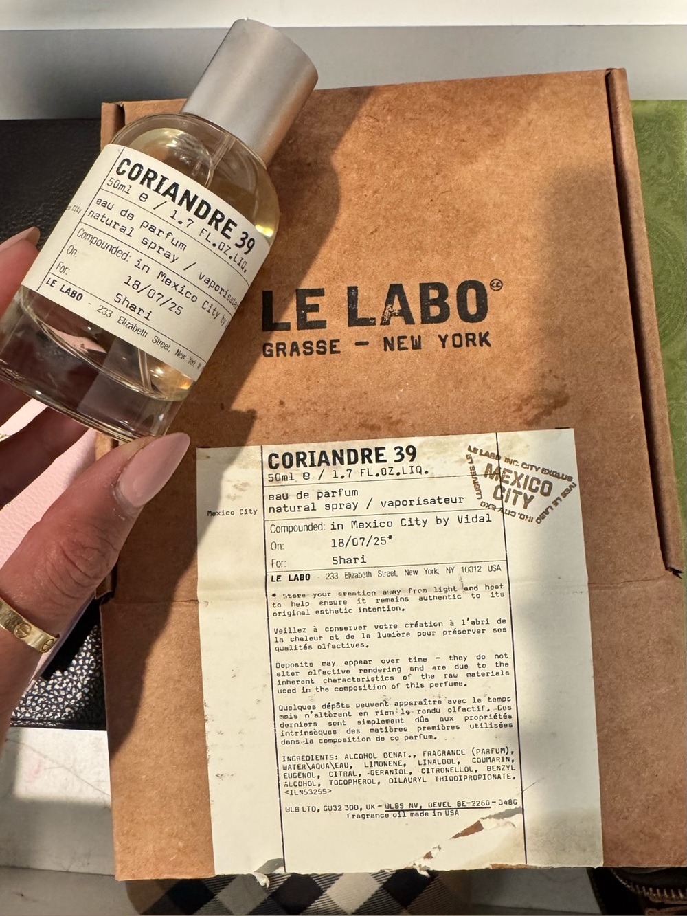 Le Labo Coriandre 39 EDP 1.7 fluid ounce liquid/ 50ml bottle.